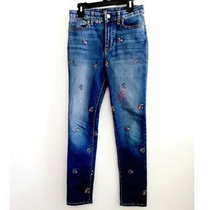 GAP Girls Denim Embroidered Floral Stretch High Rise Ankle Jegging  14